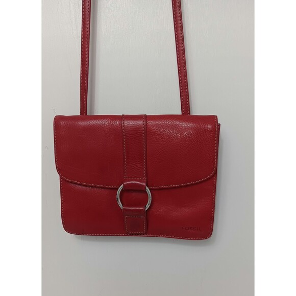 Vintage Red Leather Crossbody Wallet Purse by Fossil Bag | Minimalist main image 16
